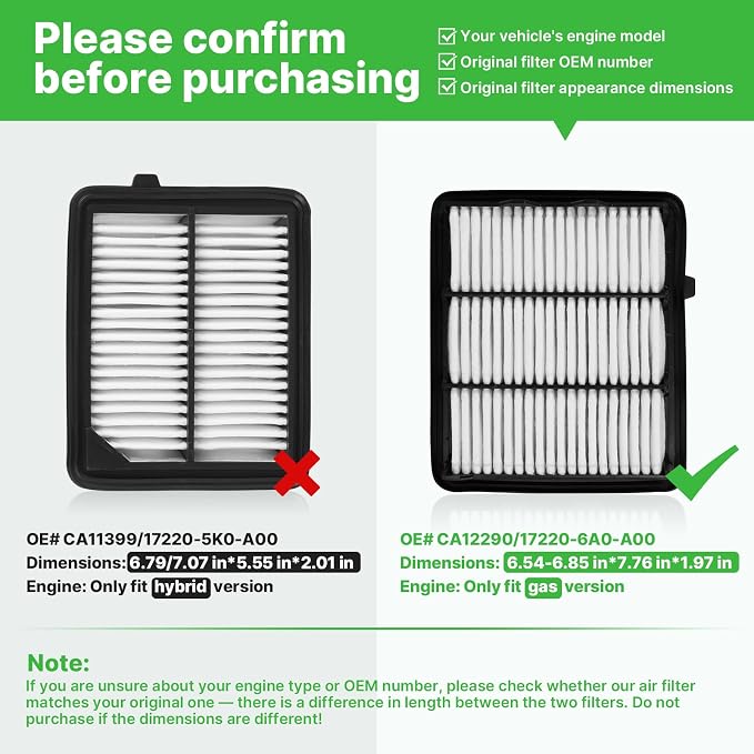 Engine+Cabin Air Filters Set Fit - Image 2