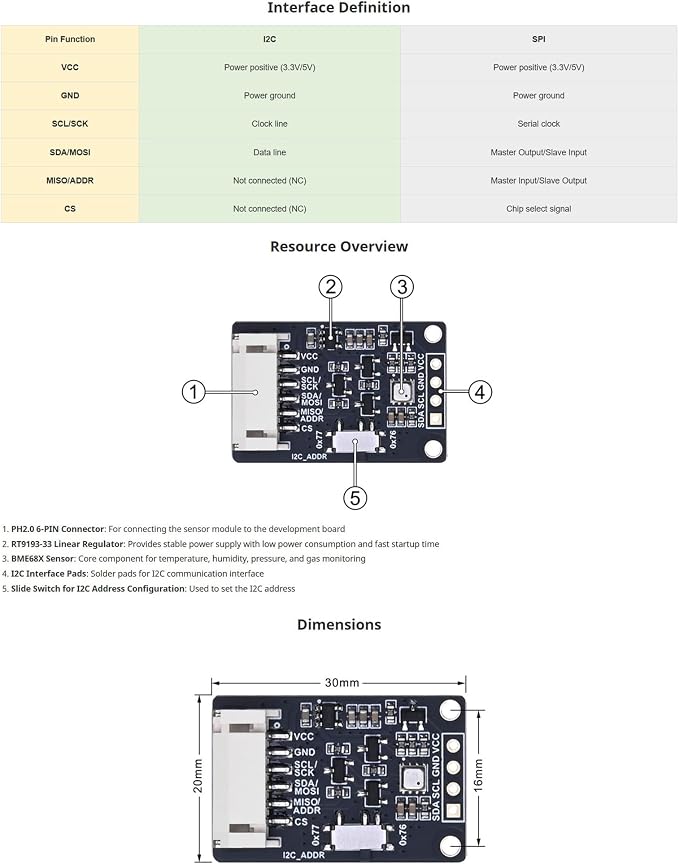 BME688 Environmental Sensor Module, Temperature Humidity Pressure VOC Sensor - Image 7