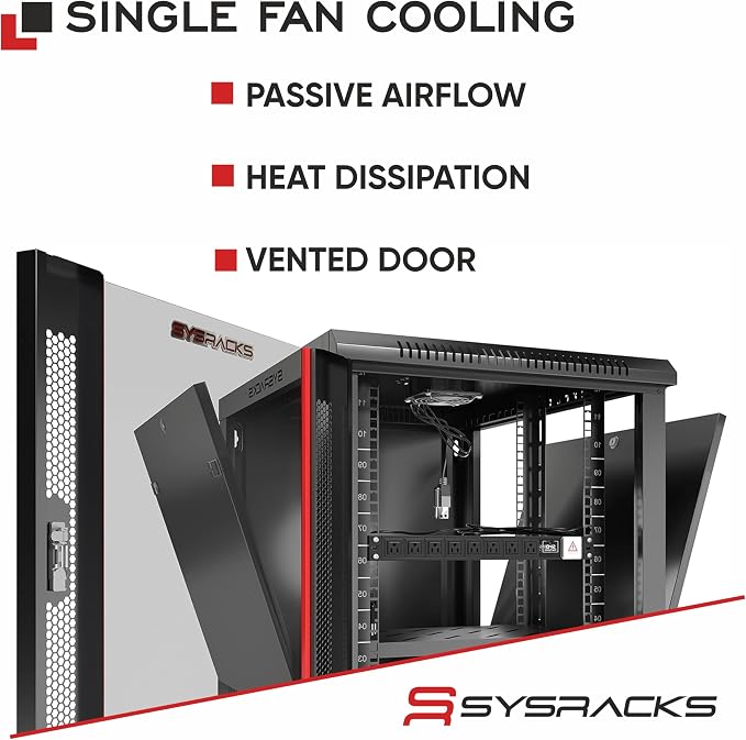 Sysracks 12U Wall Mount Server Rack Cabinet, 19” Locking Network Rack, 24” Deep - Image 2