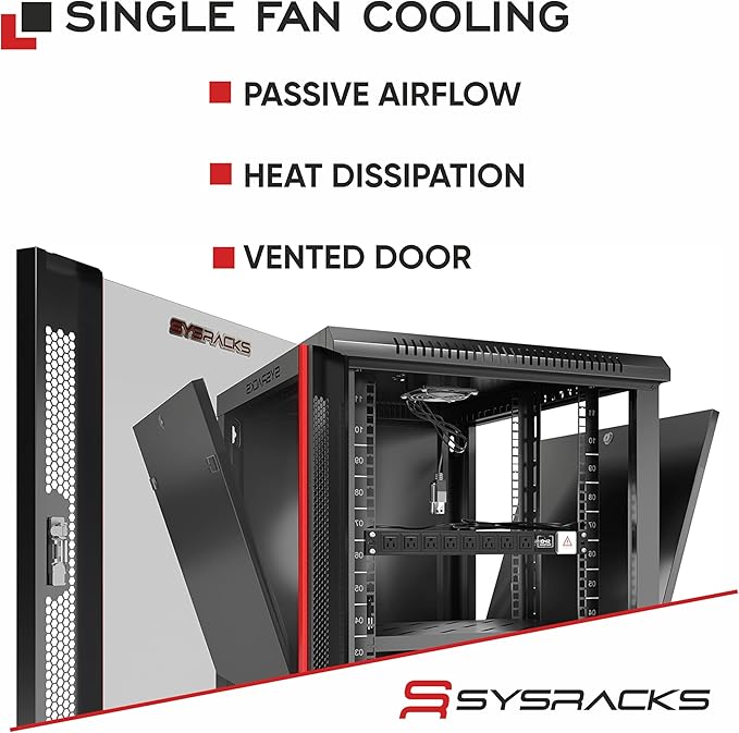 Sysracks 18U Wall Mount Server Rack Cabinet, 19” Locking Network Rack, 24” Deep - Image 2