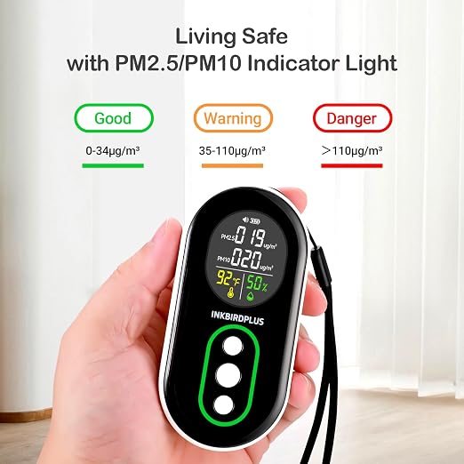 INKBIRDPLUS PM2.5 Indoor Air Quality Monitor, Portable PM2.5 PM10 and - Image 3