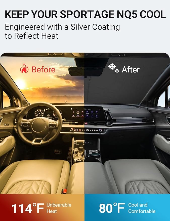 Proadsy Windshield Sun Shade for Kia Sportage NQ5 2023 2024 2025 2026 4-Layer - Image 2