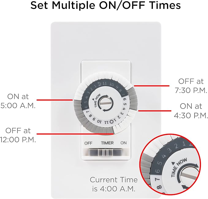 UltraPro 24-Hour Indoor Mechanical In-Wall Timer, 30 Minute Interval, Neutral - Image 7
