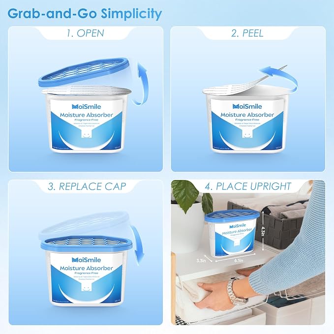 Moisture Absorbers, Fast Acting Humidity Absorber & Odor Eliminator, Long - Image 9