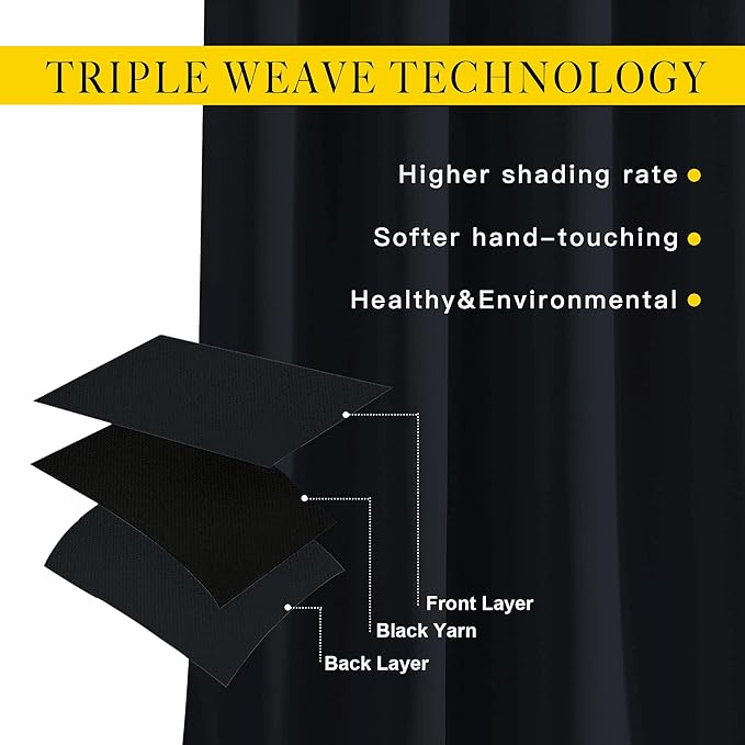 NICETOWN Black Out Curtains 96 inches Long for Living Room, Grommet Thermal Insulated Blackout Window Treatments Room Darkening Drapes for Bedroom, W52 x L96, 2 Panels