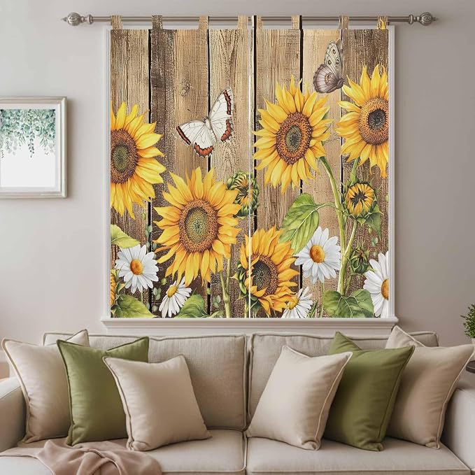 Farmhouse Sunflowers Living Room Curtains 84 Inch Length, Window Curtains Tab - Image 9