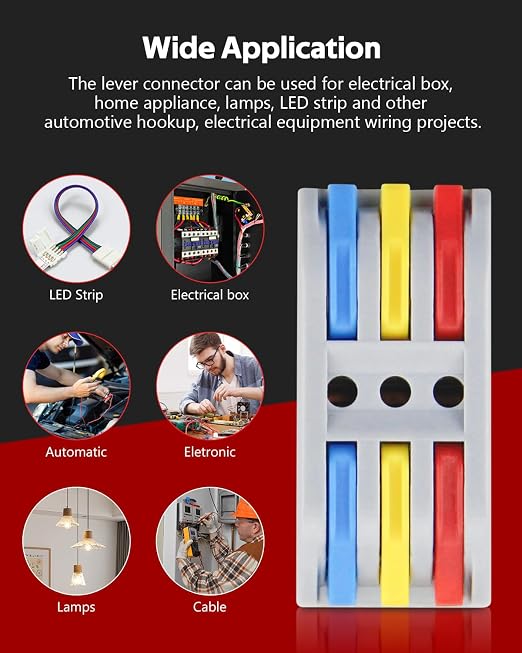 ALITOVE 3 Wire Connectors Push-in 25pcs Lever Nuts Quick Connect Wire Splice - Image 6