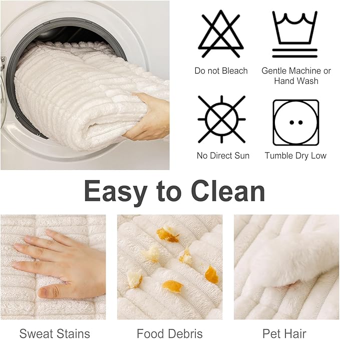 hyha Couch Covers for Dogs Washable, Non Slip Plush Dog Sofa Protectors, Fuzzy Pet Couch Covers for 3 Cushion Sofa Pet Friendly (White, 27.6" x 70.9")