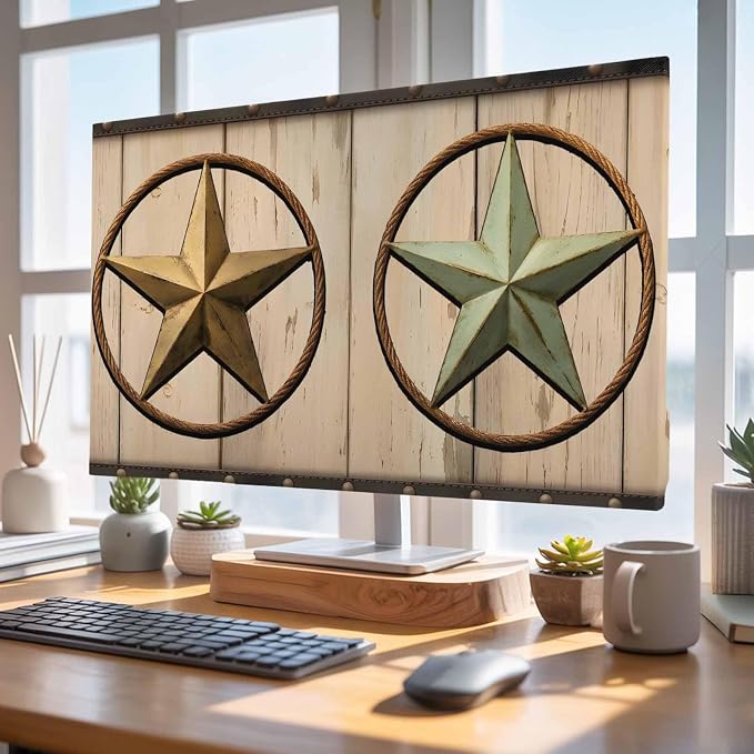 Farmhouse Vintage Brown Western Star Indoor TV Cover, Elastic TV Screen by Unknown