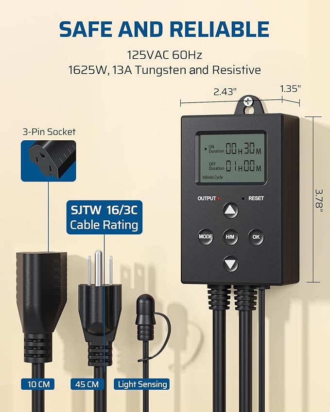 DEWENWILS Repeat Cycle Digital Timer, Interval Timer Outlet, Infinite/Day/Night - Image 6