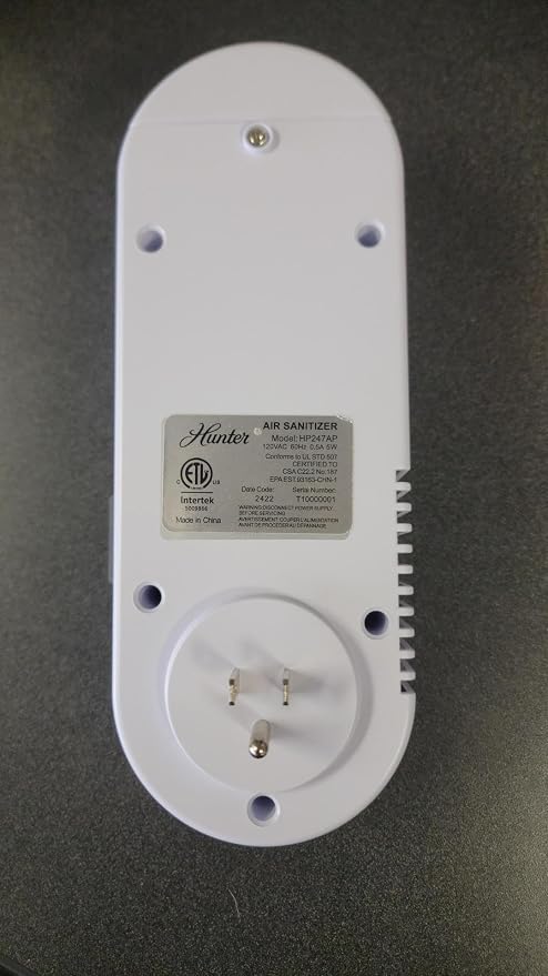 Hunter Plug-in UV Air Sanitizer, Matches A Variety of Room Decors and Styles - Image 2