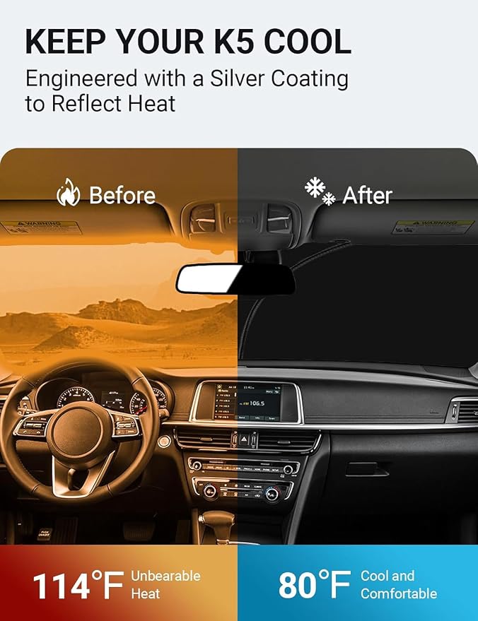 Proadsy Windshield Sun Shade for Kia K5 2026 2025 2024 2023 2022 2021 Custom - Image 3
