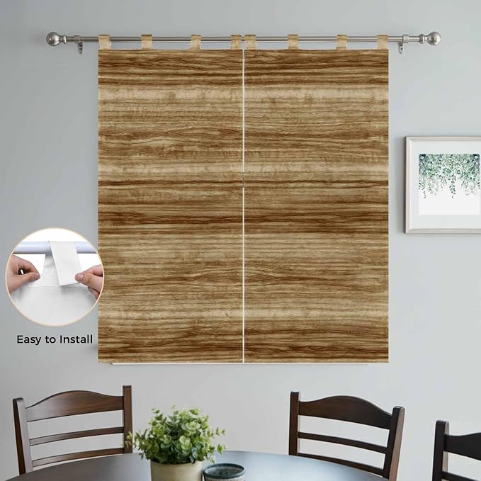 Vintage Western Bathroom Curtains 63 Inch Length, Window Curtains Tab Top - Image 4