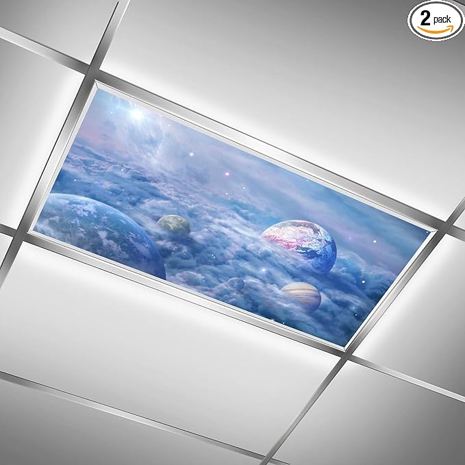 2PCS Fluorescent Light Covers for Classroom Ceiling Lights Magnetic Light Covers by RoseFace