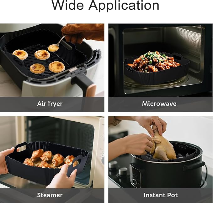 2Pcs Silicone Air Fryer Liners Reusable Square Thickened Airfryer Basket - Image 6