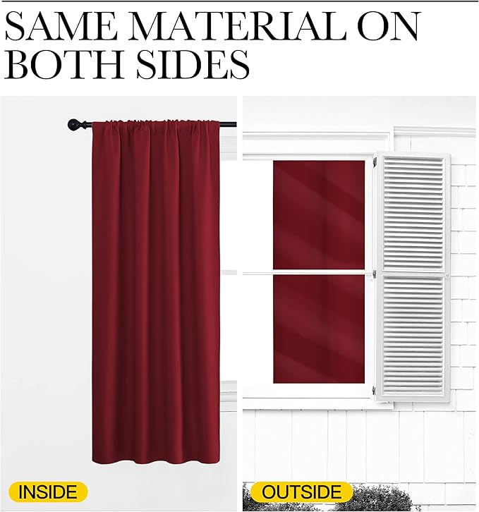 NICETOWN 36 inch Curtains for Small Windows, Thermal Insulated Privacy Short Drapes for Kitchen Bathroom (Set of 2, Burgundy Red, 42 in x 36 in (W x L))