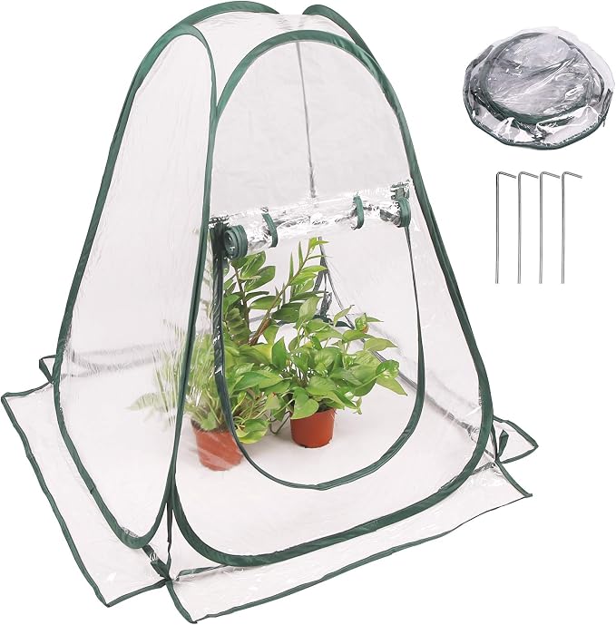 Pop up Greenhouse Cover, Transparent PVC Mini Small Grow Plant House Tent by Awvlvwa