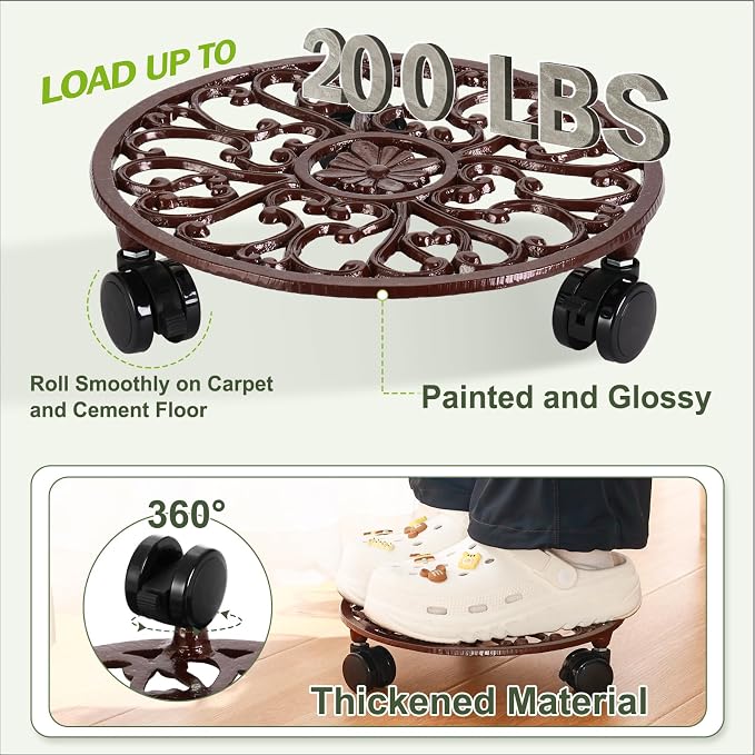 2 Packs 11 Inch Rolling Plant Stand - Image 5