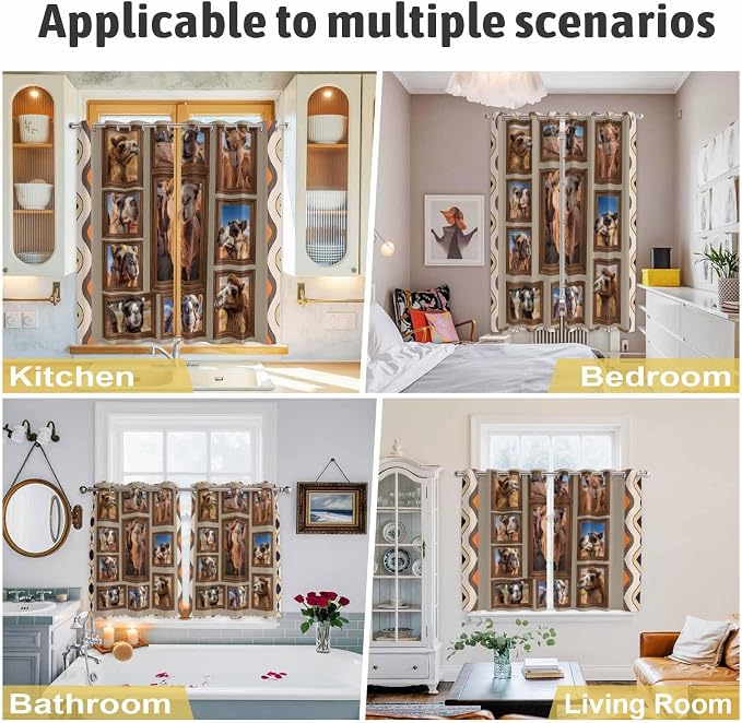 2 Panel Kitchen Cafe Curtains, Desert Camels Sunlight Filtering Nature Air - Image 6