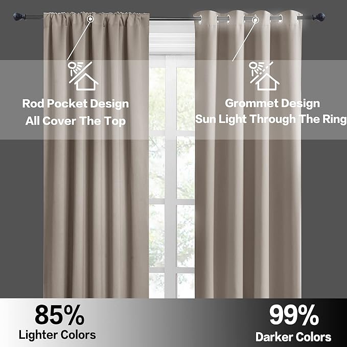 RYB HOME RV Curtains for Camper Windows, Mini Small Thermal Insulated Sunlight Heat Blocking Blackout Privacy Portable Curtains for Travel Trailer, Width 34 by Length 24, Sand, 2 Panels