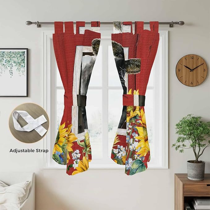 Cows Sunflowers Living Room Curtains 84 Inch Length, Window Curtains Tab Top - Image 5