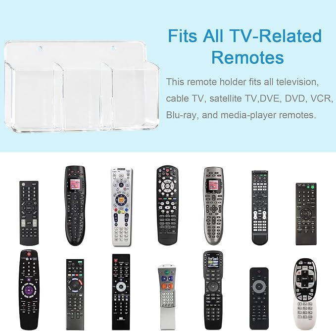 3 Slot Adjustable Remote Holder Wall Mount, TV Controller Holder Hollow Bottom - Image 6