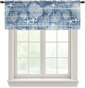 Navy Blue Retro Summer Sheer Valance Curtains, Sea Turtle Starfish Coral Ocean by Houseown