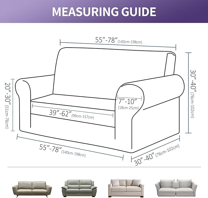 Joccun Stretch Loveseat Couch Cover Slipcover, 1-Piece Sofa Cover for 2 Cushion Couch Spandex Jacquard Washable Furniture Protector Cover for Living Room,Kids,Pets（Loveseat,Niagara）