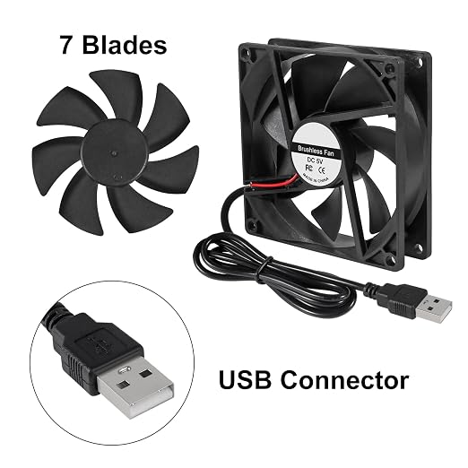 4Pcs 92mm USB Fan 92mm x 25mm Cooling Fan 5V 9225 USB DC Brushless Small - Image 3