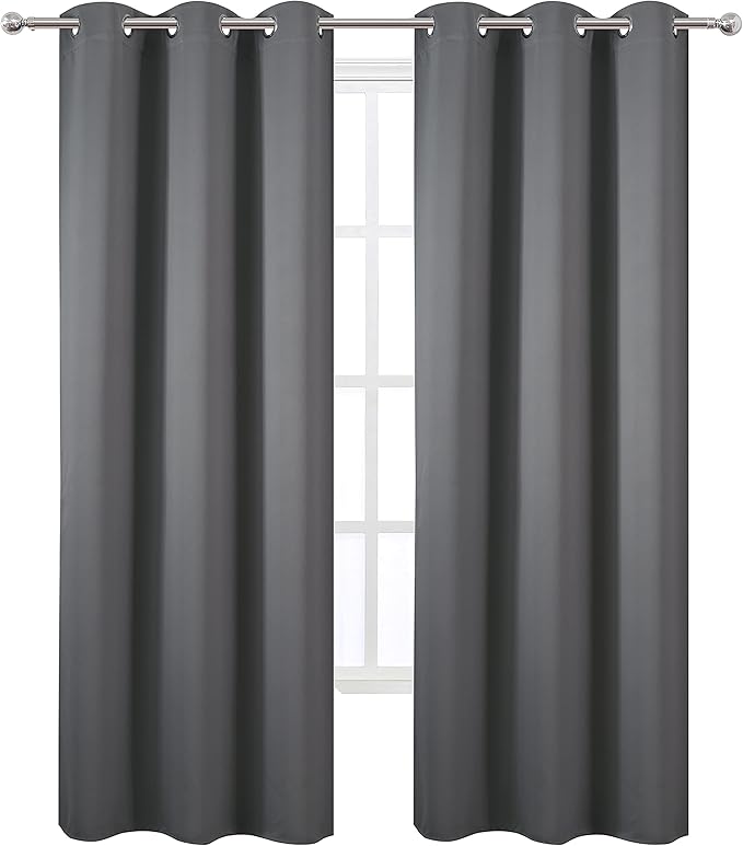 LEMOMO Grey Thermal Blackout Curtains/38 x 84 Inch/Set of 2 Panels Room Darkening Curtains for Bedroom