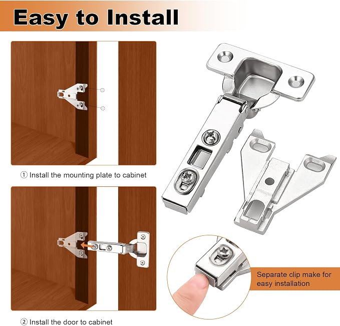 Probrico 25 Pairs/50 Pack Soft Opening Kitchen Cabinet Hinges. Satin Nickel - Image 3