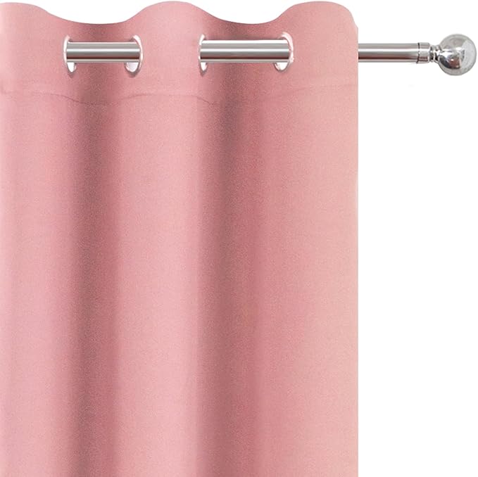 LEMOMO Pink Thermal Blackout Curtains/42 x 72 Inch/Set of 2 Panels Room Darkening Curtains for Bedroom