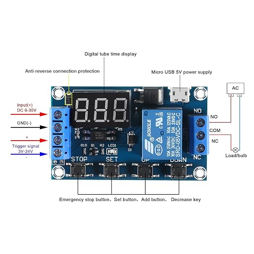 4pcs DC 6-30V Timer Relay Programmable Delay Relay Module Trigger Cycle Delay - Image 2