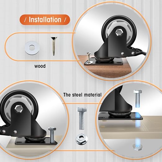 Casters, Top Plate Swivel Wheels, Locking Casters - Image 5