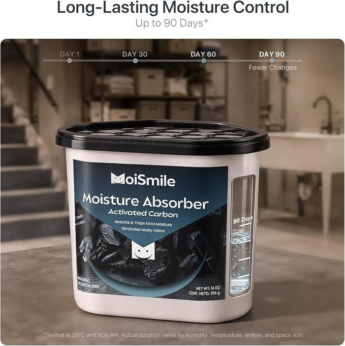 Large Moisture Absorber Buckets, 14 oz Each, Activated Carbon, 3 Pack | 14 oz - Image 4