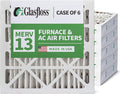 Glasfloss 20x20x4 MERV 13 AC & Furnace 4" Depth Air Filters. Case of 6. Actual by Glasfloss