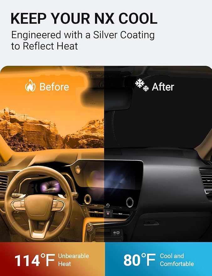 Proadsy Windshield Sunshade for 2022-2025 2026 Lexus NX NX250 NX350 NX350h - Image 3