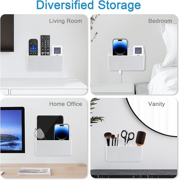 3 Slot Adjustable Remote Holder Wall Mount, TV Controller Holder Hollow Bottom - Image 6