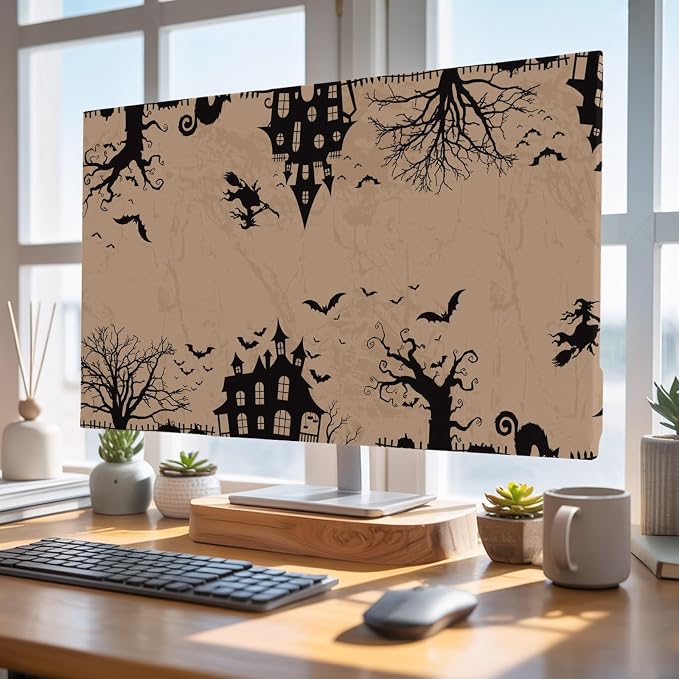 Halloween Flying Witch Indoor TV Cover, Elastic TV Screen Protector Vintage - Image 4