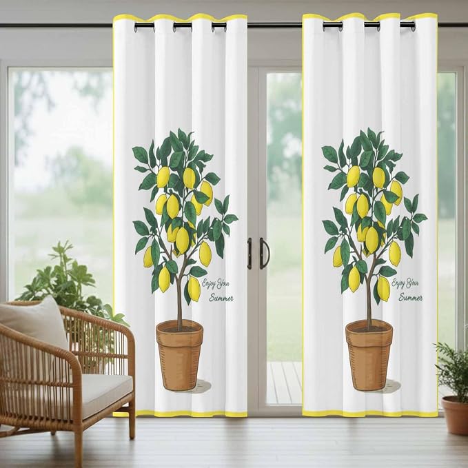 Lemons Outdoor Curtains for Patio Summer Fruit Lemon Tree Waterproof Outside - Image 6