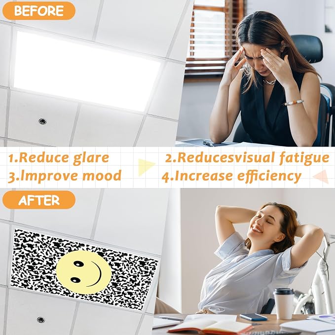 Wiooffen 8 Pcs Smile Face Fluorescent Light Cover - Image 4