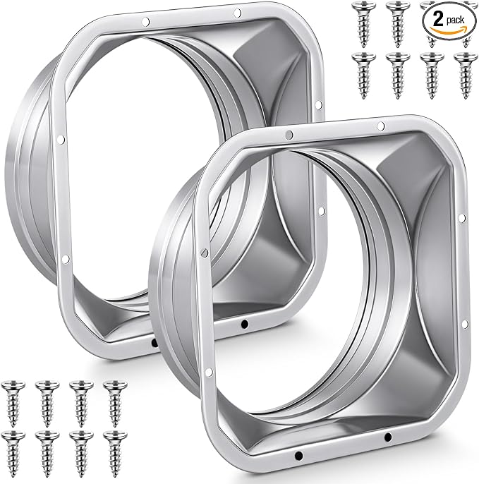 Zonon 2 Pcs 8 Inch Duct Connector Flange Metal Straight Pipe Flange Square to by Zonon