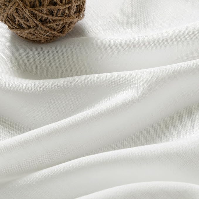 Nanspring Ivory Linen Curtains 92 Inch Length 2 Panels Set for Living Room Back Tab Rod Pocket Pinch Pleated Window Curtain Drapes Neutral Rustic Farmhouse Decor Dining Room Curtain 92 Inches Long