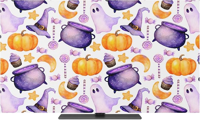Halloween Pumpkin Ghost Candy Indoor TV Cover, Elastic TV Screen Protector by Unknown