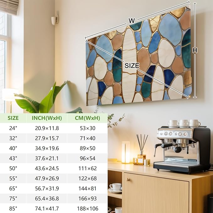 Colorful Stone Pebble Collage Indoor TV Cover, Elastic TV Screen Protector - Image 3