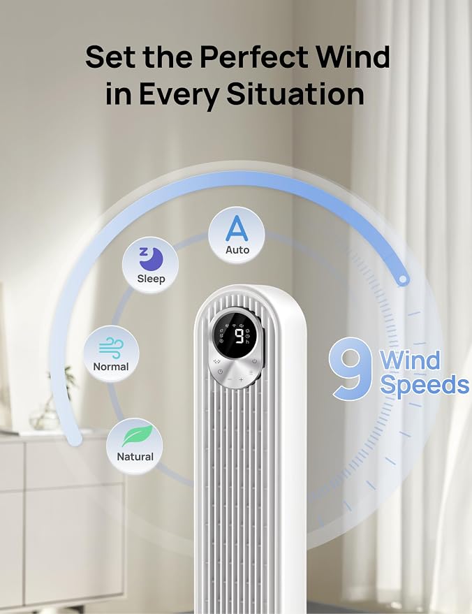 DREO Smart Tower Fan for Bedroom, Floor Standing Bladeless Oscillating Fan - Image 5