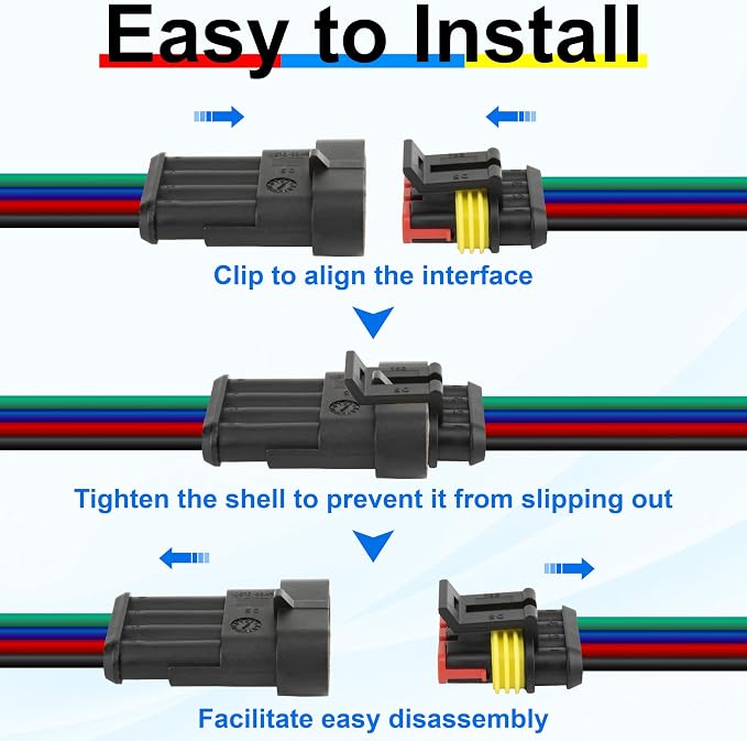 10Pcs 4 Pin Connector, 16AWG Car Waterproof Electrical Connector, Quick - Image 3