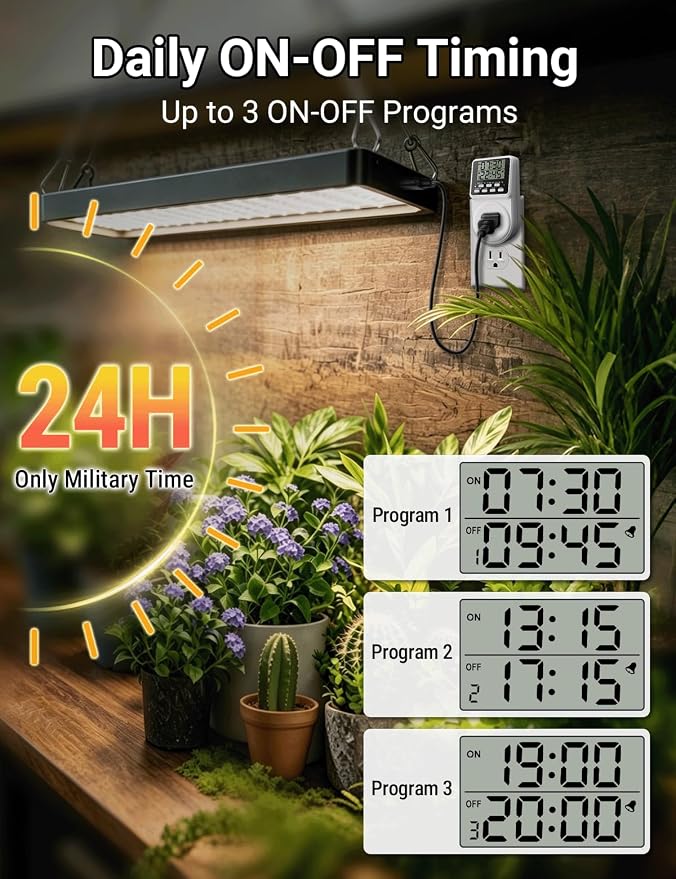 Techbee Indoor Digital Infinite Repeat Cycle Intermittent Outlet Timer Plug 24 - Image 2