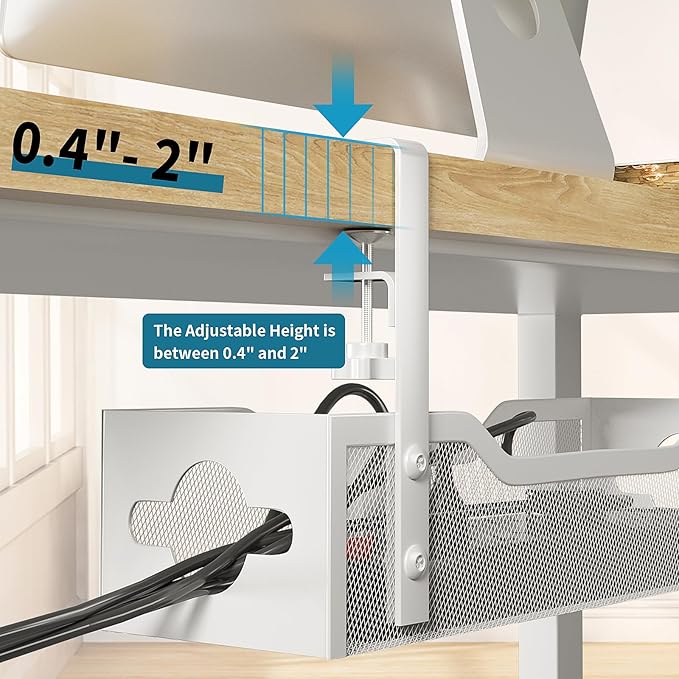 Under Desk Cable Management Tray 2 Pack, No Drill Cable Organizer - Image 3