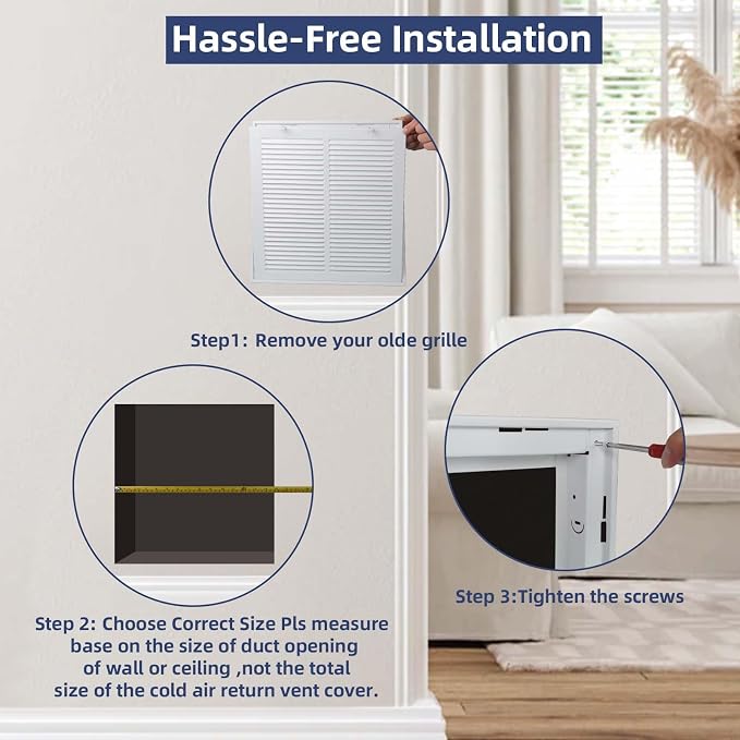 Return Air Grille 14x14, Air Return Vent Cover - Image 6